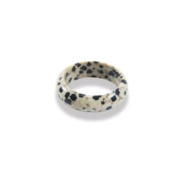Bague anneau Pierre Jaspe dalmatien "Zuzu", cadeau de lithothérapie pour femme, homme et ados