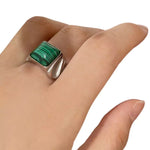 Bague Chevalière Pierre Malachite - Vignette | Lithothérapie Naturelle