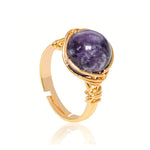 Bague Perle Amethyste Fil doré - Vignette | Lithothérapie Naturelle