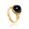 bague perle onyx fil doré, cadeau lithothérapie femme