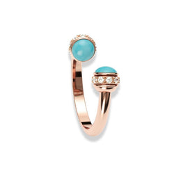 bague perles turquoise "Luxe" en argent et or rose, cadeau femme et adolescente
