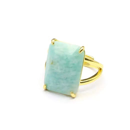 Bague Pierre amazonite "Rectangle", cadeau femme ou homme