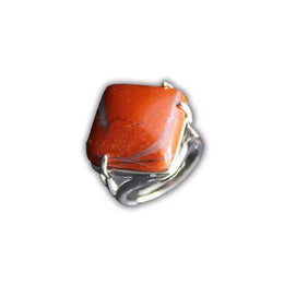 bague pierre jaspe rouge "Carré", cadeau homme, femme et ados