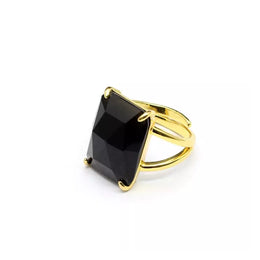 Bague Pierre obsidienne "Rectangle", cadeau femme ou homme