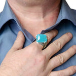 Bague Pierre Turquoise "Carré" - Vignette | Lithothérapie Naturelle