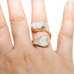 Bague Pierres Cristal de Roche Ajustable - Vignette | Lithothérapie Naturelle