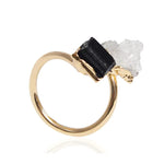 Bague Pierres Tourmaline et Cristal de Roche - Vignette | Lithothérapie Naturelle