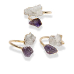Bague Pierres Améthyste et Cristal de Roche - Vignette | Lithothérapie Naturelle