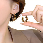 Boucles d’oreilles Oeil de Tigre Perles Rondes - Vignette | Lithothérapie Naturelle