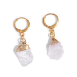 Boucles d'Oreilles Pierre Quartz Blanc "Brut" - Vignette | Lithothérapie Naturelle