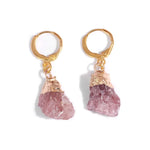 Boucles d'Oreilles Pierre Quartz Rose "Brut" - Vignette | Lithothérapie Naturelle