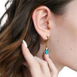 Boucles d'Oreilles Pierre Turquoise "Brut" - Vignette | Lithothérapie Naturelle