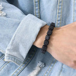 Bracelet "Carré" Pierre de Lave Ajustable - Vignette | Lithothérapie Naturelle