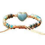 Bracelet Coeur d'Amazonite Tressé Ajustable - Vignette | Lithothérapie Naturelle