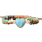 Bracelet Coeur d'Amazonite Tressé Ajustable - Vignette | Lithothérapie Naturelle