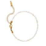 Bracelet "Délicatesse" Perles Jade Blanc Or - 20 cm - Vignette | Lithothérapie Naturelle