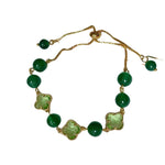 Bracelet Perles de Chrysoprase 4 Tréfles - Vignette | Lithothérapie Naturelle