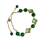 Bracelet Perles de Chrysoprase 4 Tréfles - Vignette | Lithothérapie Naturelle