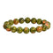 Bracelet Unakite Pierres Boules 10 mm, cadeau fêtes, anniversaire pour homme ou femme