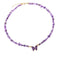 collier Pierre améthyste et papillon "butterfly", cadeau de lithothérapie pour femme