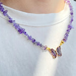 Collier Pierres Améthyste "Butterfly" - Vignette | Lithothérapie Naturelle