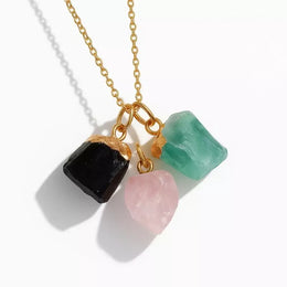 collier Pierres Tourmaline "Trio", cadeau homme et femme