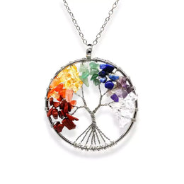 collier Pierres 7 chakras " Tree of Life", cadeau de lithothérapie femme et adolescente