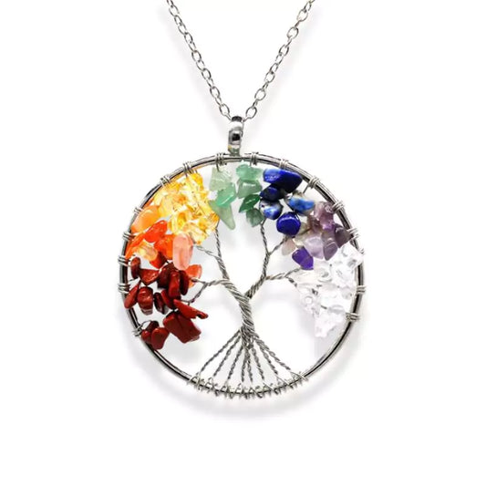 Collier Pierres 7 Chakras " Tree of Life"