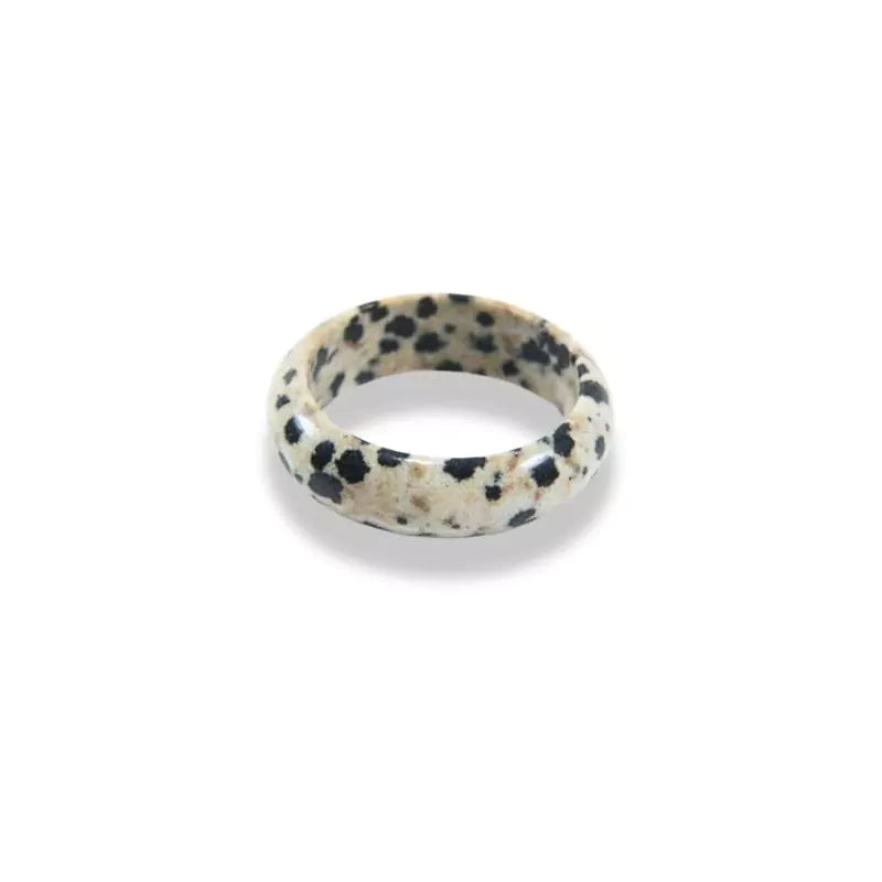 Bague anneau Pierre Jaspe dalmatien "Zuzu", cadeau de lithothérapie pour femme, homme et ados