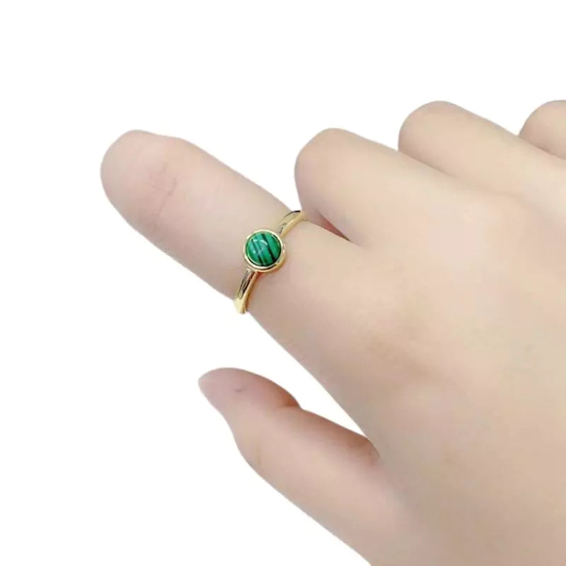 bague malachite "Pure" plaqué or, cadeau femme