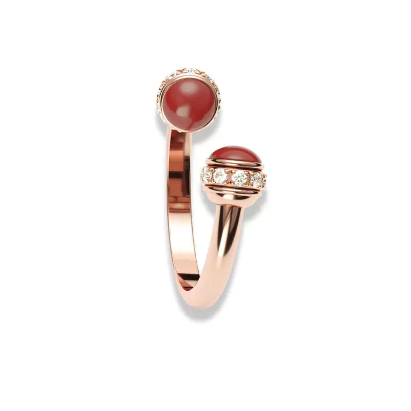 bague perles cornaline "Luxe" en argent et or rose, cadeau femme et ados