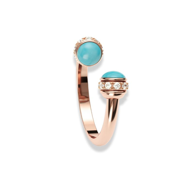 bague perles turquoise "Luxe" en argent et or rose, cadeau femme et adolescente