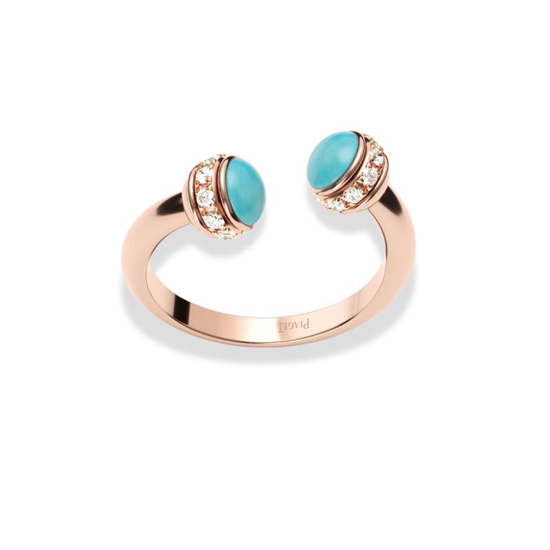 bague perles turquoise "Luxe" en or rose, cadeau femme et ados