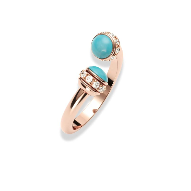 bague perles turquoise "Luxe" en or , cadeau lithothérapie femme et ados