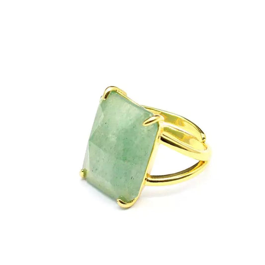 Bague Pierre aventurine "Rectangle", cadeau femme ou homme