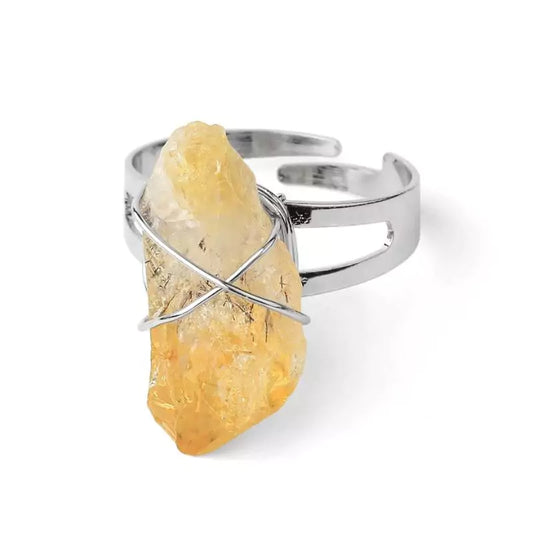 Bague Pierre Citrine "yellow", cadeau de lithothérapie homme et femme