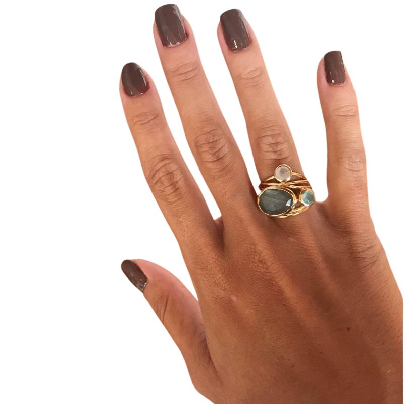 bague Pierre de Lune et coquillage, cadeau femme, homme et ados