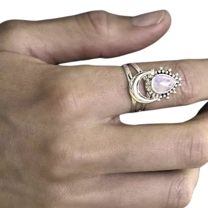 Bague Pierre de Lune "Intuition Céleste" en argent, cadeau femme