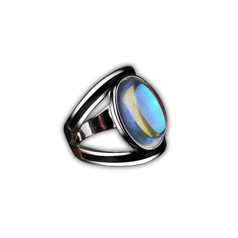 chevalière Pierre de Lune "Royale" plaqué argent, cadeau femme homme et ados