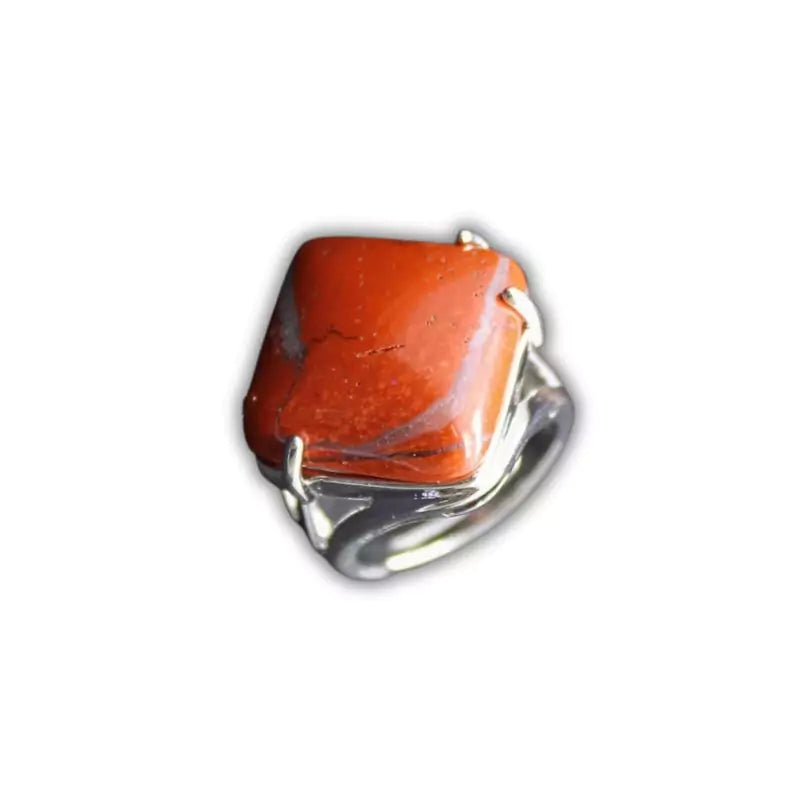 bague pierre jaspe rouge "Carré", cadeau homme, femme et ados