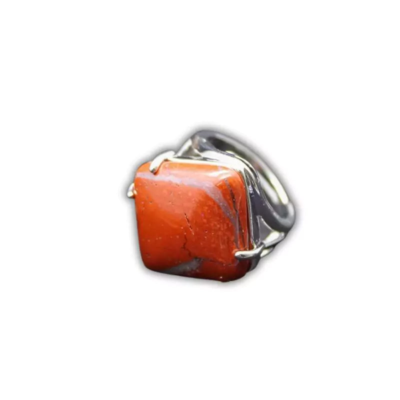 bague pierre jaspe rouge "Carré", cadeau homme et femme 