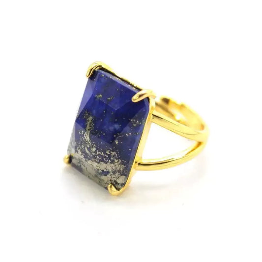 Bague Pierre lapis-lazuli "Rectangle", cadeau femme ou homme
