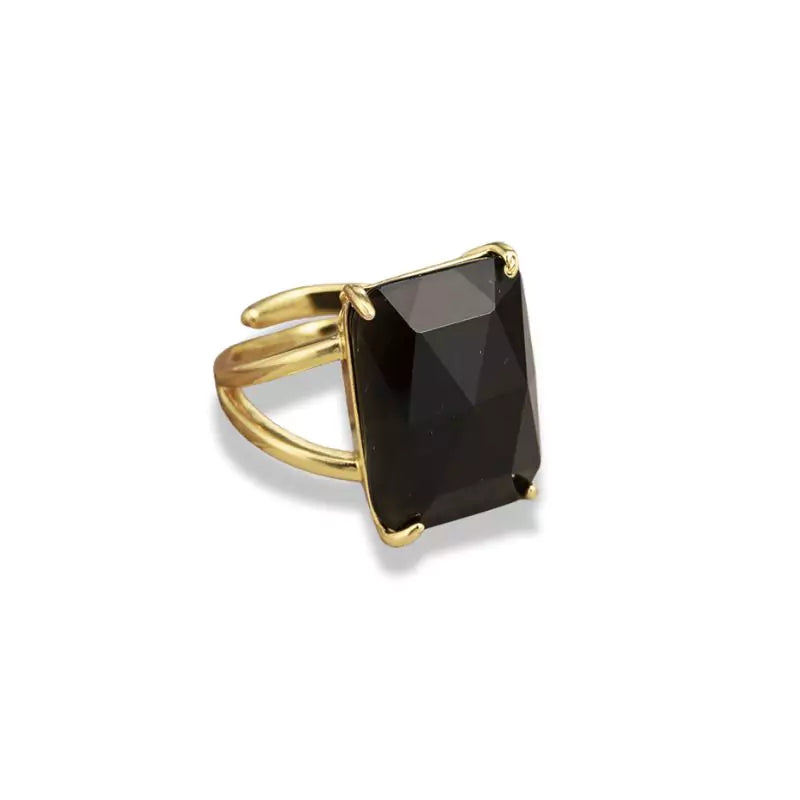 Bague Pierre obsidienne "Rectangle", cadeau femme