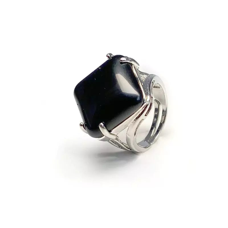 bague pierre onyx "Carré", cadeau homme, femme 