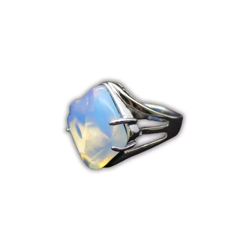bague pierre opale "Carré", cadeau homme, femme et ados