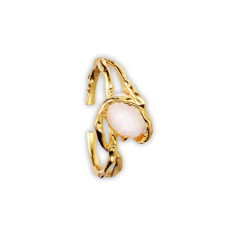 bague pierre opale "Fashion" en argent et or 18 carats, cadeau femme et ados