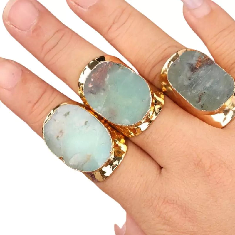 bagues pierre jade "Mina", cadeau de lithothérapie pour femme, homme et adolescent