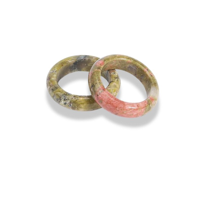 Bagues Pierre Unakite, cadeau de lithothérapie pour femme, homme et adolescente