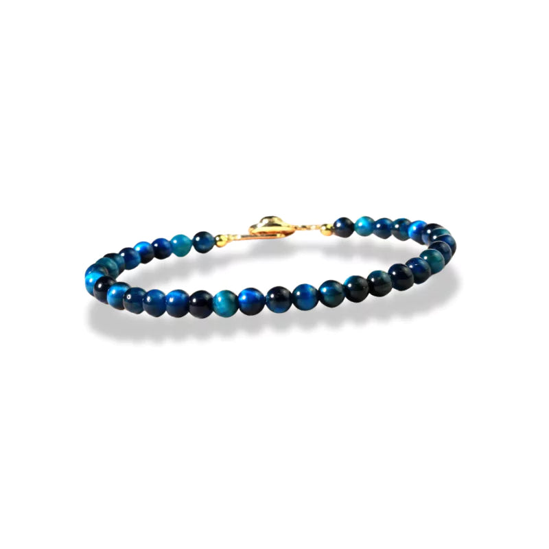 bracelet boules oeil de faucon 4 mm, cadeau lithothérapie femme, homme 