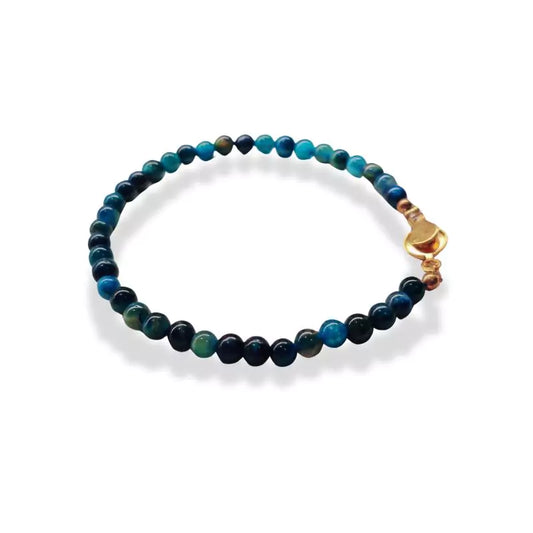 bracelet boules oeil de faucon 4 mm, cadeau lithothérapie femme, homme et ados